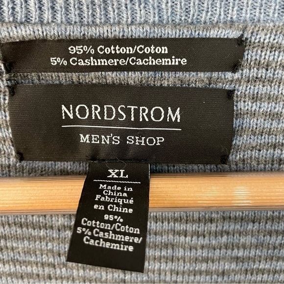 Cashmere Merino Wool V-Neck Light Dusty Blue Oversized Slouchy Sweater - Picture 3 of 4